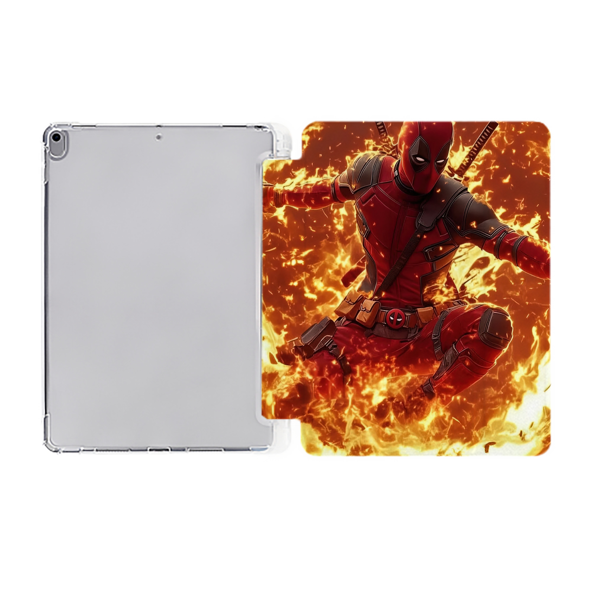 （画像用） Deadpool デッドプール IPad ケース ペン収納付き 三つ折りスタンド PUレザー×シリコン 対応機種9.5/10.5/10.9インチ